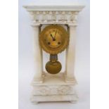 CHARLES X ALABASTER AND ORMOLU PORTICO CLOCK, eight day bell striking movement,