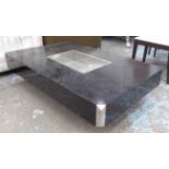 WILLY RIZZO ALVEO LOW TABLE, in black with inset chromed metal bar,