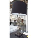 CONTEMPORARY GAMES ROOM LAMP, chess piece design with charcoal shade, 100cm.