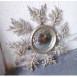 CONTEMPORARY CONVEX MIRROR, in a silver painted frame with coral decoration to rim, 96cm x 96cm,