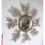CONTEMPORARY CONVEX MIRROR, in a silver painted frame with coral decoration to rim, 96cm x 96cm,