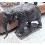 BRONZE STATUE OF AN ELEPHANT, on base, 58cm L.