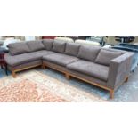 DE LA ESPADA AUTOBAN WEEKEND CORNER SOFA, in brown alacantra, on a wooden frame with twelve cushins,