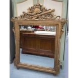 CONTINENTAL STYLE WALL MIRROR, gilt, with flambeau and quiver crest, 161cm H x 128cm W.