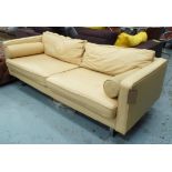 CONRAN 59TH STREET SOFA, piped 1970's parchment leather, with rectangular arms,