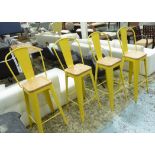 TOLIX INSPIRED BAR STOOLS, after Xavier Pauchard, set of four,