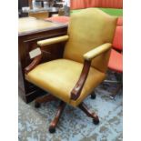 SWIVEL DESK CHAIR, leather with studded detail, 63cm W x 100cm H.