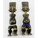 PAIR OF ASHANTI DOLLS, carved wood, each 33.5cm H.