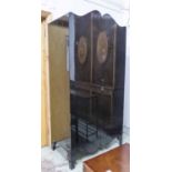 HEALS STYLE WARDROBE, two door, black lacquer finish, 204cm x 100cm x 60cm.