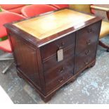 FOUR DRAWER FILING CABINET, mahogany with inlaid leather top, 104cm W x 70cm D x 82cm H.