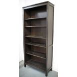 BOOKCASES, a pair, open fronted each 90cm x 34cm x 198cm H.