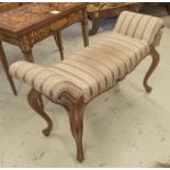 WINDOW SEAT, mid Victorian walnut in the French taste, the upholstered seat with scroll ends,