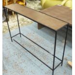 CONSOLE TABLE, rectangular with gilt metal top, 118cm x 25cm x 80cm.