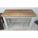 FARMHOUSE SERVING TABLE, one drawer, white painted finish with wooden top, 112cm x 47cm x 75cm.