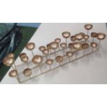 TEA LIGHTS, set of three, contemporary gilt finish, 60cm x 17cm x 12cm.