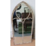 GARDEN MIRRORS, a pair, Gothic revival inspired, 123cm x 56cm.