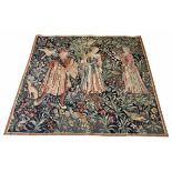 FINE ENGLISH TAPESTRY, 171cm x 161cm, royalty and woodland scene.