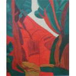 MADELON 'RED HOT FOREST', oils on canvas, signed, 120cm H x 100cm W, unframed.