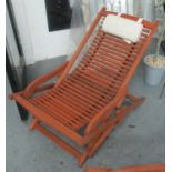 DECK CHAIRS, a pair, with head cushions, 70cm H.