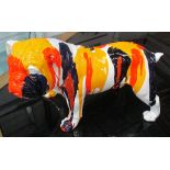 PAINT SPLATTER BULLDOGS, a pair, stylised sculptures, 26cm H.