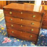 CHEST, George III mahogany, circa 1800, with four long drawers on bracket supports and line inlay,