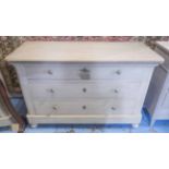COMMODE, 19th century Continental traditionally grey painted with three long drawers,