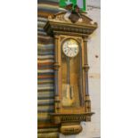 WALL CLOCK, circa 1900, Continental, walnut and ebonised with enamel and brass dial,