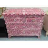 CHEST OF DRAWERS, Syrian inspired design, with five drawers, 108cm W x 50cm D x 88cm H.