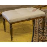 STOOL, 19th century, rosewood and buttoned cream leather upholstered with rectangular seat,