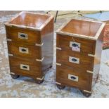 CAMPAIGN BEDSIDE CHESTS,