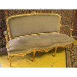 CANAPE, Louis XV style, giltwood in grey velvet, 168cm W, (marks to upholstery).