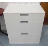 CHEST OF DRAWERS, bespoke contemporary design, in white finish with grey accented handles,