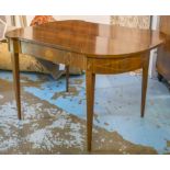 FRANCESCO MOLON TEA TABLE, Italian walnut and inlaid with shaped foldover top and frieze drawer,