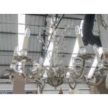 CHANDELIER, contemporary foliate design with beaded crystal accents, 80cm H drop.