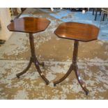 WINE TABLES, a pair, George III design mahogany, octagonal tops and outswept tripod supports,