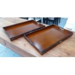 COCKTAIL TRAYS, two, campaign style, 63cm x 41cm x 5cm H.