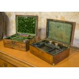 WORK BOX, Victorian coromandel and pewter inlaid, with green velvet interior,