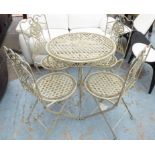 GARDEN SET, table and four chairs, French provincial inspired.