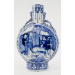 CHINESE MOON FLASK, 20th century blue/white ceramic, 30.5 cm H x 22cm W max.