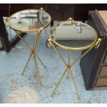 ACCENT TABLES, a pair, French 1950s inspired design, gilt finish, 76cm H.