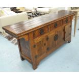 CHINESE SHANXI STYLE SIDEBOARD, hardwood construction, three drawers with cabinets at the bottom,