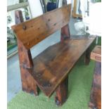 ASIAN DINING CHAIRS AND BENCH, hardwood, including a bench and four chairs, 103cm H tallest.