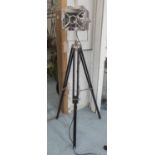 STUDIO STYLE FLOOR LAMP, vintage inspired, on ebonised tripod, 168cm H.