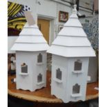 DOVECOTS, a pair, white painted, 73cm H.