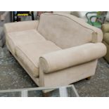 LINLEY CHESTERFIELD SOFA, by David Linley, on walnut supports, 231cm L.