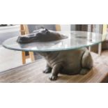 MARK STODDART 'HIPPO TABLE' LIMITED EDITION, in the form of a bronze wallowing hippopotamus,