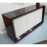 DAVIDSON BALFOUR SIDE CABINET, sycamore with vellum fronted doors, 157cm x 45cm x 82cm H.