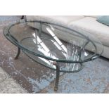 PIERRE VANDEL LOW TABLE, vintage 1970s, glass top, 135cm L x 80cm W x 45cm H.