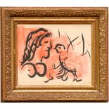 MARC CHAGALL 'Femme et Oiseau', rare pochoir after the watercolour - signed in plate,