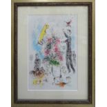 MARC CHAGALL 'Parade', 1981, off set lithograph, printed by Maeght, 35cm x 23cm, framed and glazed.